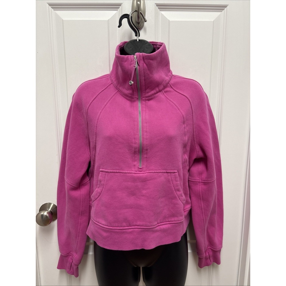 Lululemon Scuba Oversized Cropped Funnel Neck Half Zip Sonic Pink Size XS/S